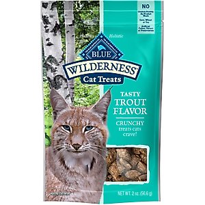 Blue Buffalo Wilderness Trout Formula Crunchy Grain-Free Cat Treats, 2-oz bag, pack of 2