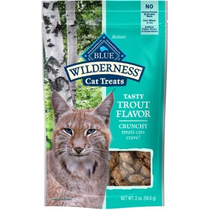 Blue Buffalo Wilderness Trout Formula Crunchy Grain-Free Cat Treats, 2-oz bag, pack of 4