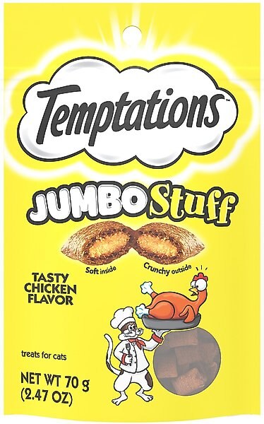 Temptations Jumbo Stuff Tasty Chicken Flavor Cat Treats, 2.5-oz bag, pack of 6 slide 1 of 8