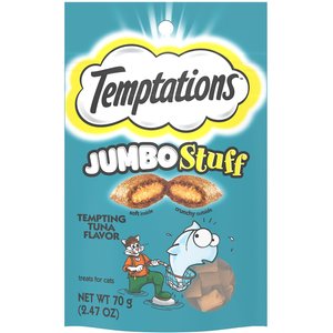 Temptations Jumbo Stuff Tempting Tuna Flavor Cat Treats, 2.5-oz bag, bundle of 2