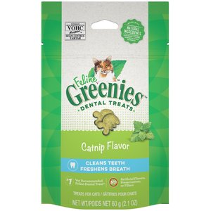 Greenies Feline Catnip Flavor Adult Dental Cat Treats, 2.1-oz bag, bundle of 6