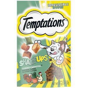 Temptations ShakeUps Clucky Carnival Chicken, Turkey & Catnip Flavor Cat Treats, 2.47-oz bag, bundle of 4