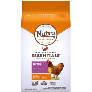 Nutro Wholesome Essentials Chicken & Brown Rice Recipe Kitten Dry Cat Food, 5-lb bag, bundle of 2
