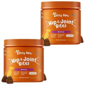 Zesty Paws Mobility Bites Bacon Flavored Soft Chews Hip & Joint Supplement for Dogs, 180 count
