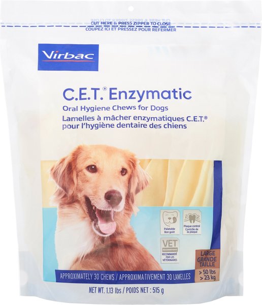 Virbac C.E.T. Enzymatic Dental Chews for Large Dogs, over 50 lbs, 90 count slide 1 of 9