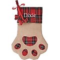 Frisco Paw Personalized Plaid Dog & Cat Stocking, Beige