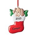 Frisco Dog in Stocking Resin Personalized Ornament