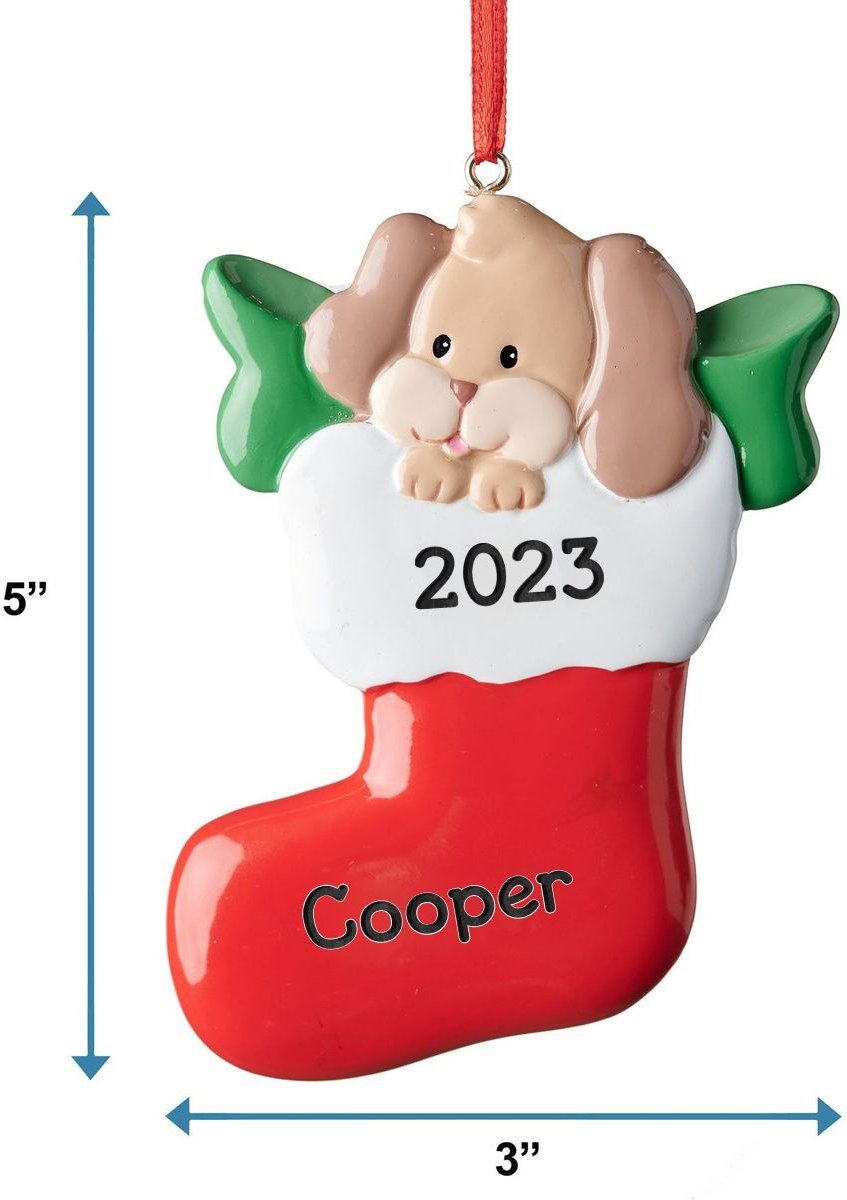 Frisco Christmas Dog in Stocking Resin Personalized Ornament