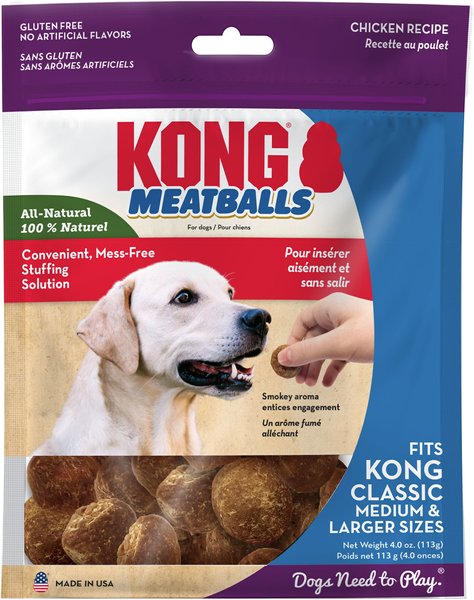KONG Meatballs Grain-Free Chicken Dog Treats, 4-oz bag slide 1 of 4