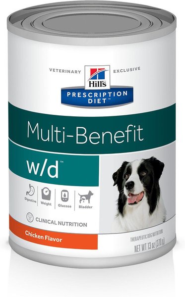 Hill's Prescription Diet w/d Multi-Benefit with Chicken Wet Dog Food, 13-oz, case of 12, bundle of 2 slide 1 of 11