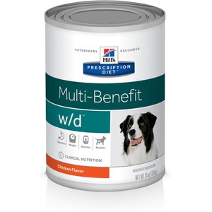 Hill's Prescription Diet w/d Multi-Benefit with Chicken Wet Dog Food, 13-oz, case of 12, bundle of 2