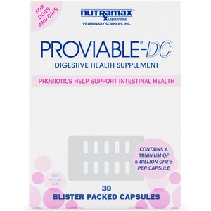 Nutramax Proviable Probiotics & Prebiotics Capsules Digestive Supplement for Cats & Dogs, 60 count