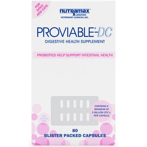 Nutramax Proviable Capsules Probiotics & Prebiotics Digestive Health Supplement for Cats & Dogs, 80 count, bundle of 2