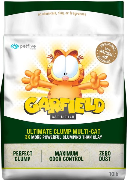 Garfield Cat Litter Super Clump Unscented Clumping Corn Cat Litter, 10-lb bag, bundle of 4 slide 1 of 8