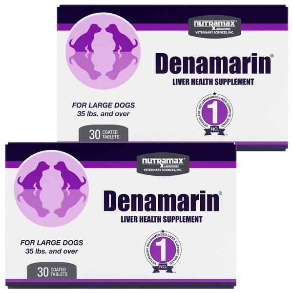 Nutramax Denamarin with S-Adenosylmethionine & Silybin Tablets Liver Supplement for Large Dogs, 30 count blister pack, bundle of 2 slide 1 of 4