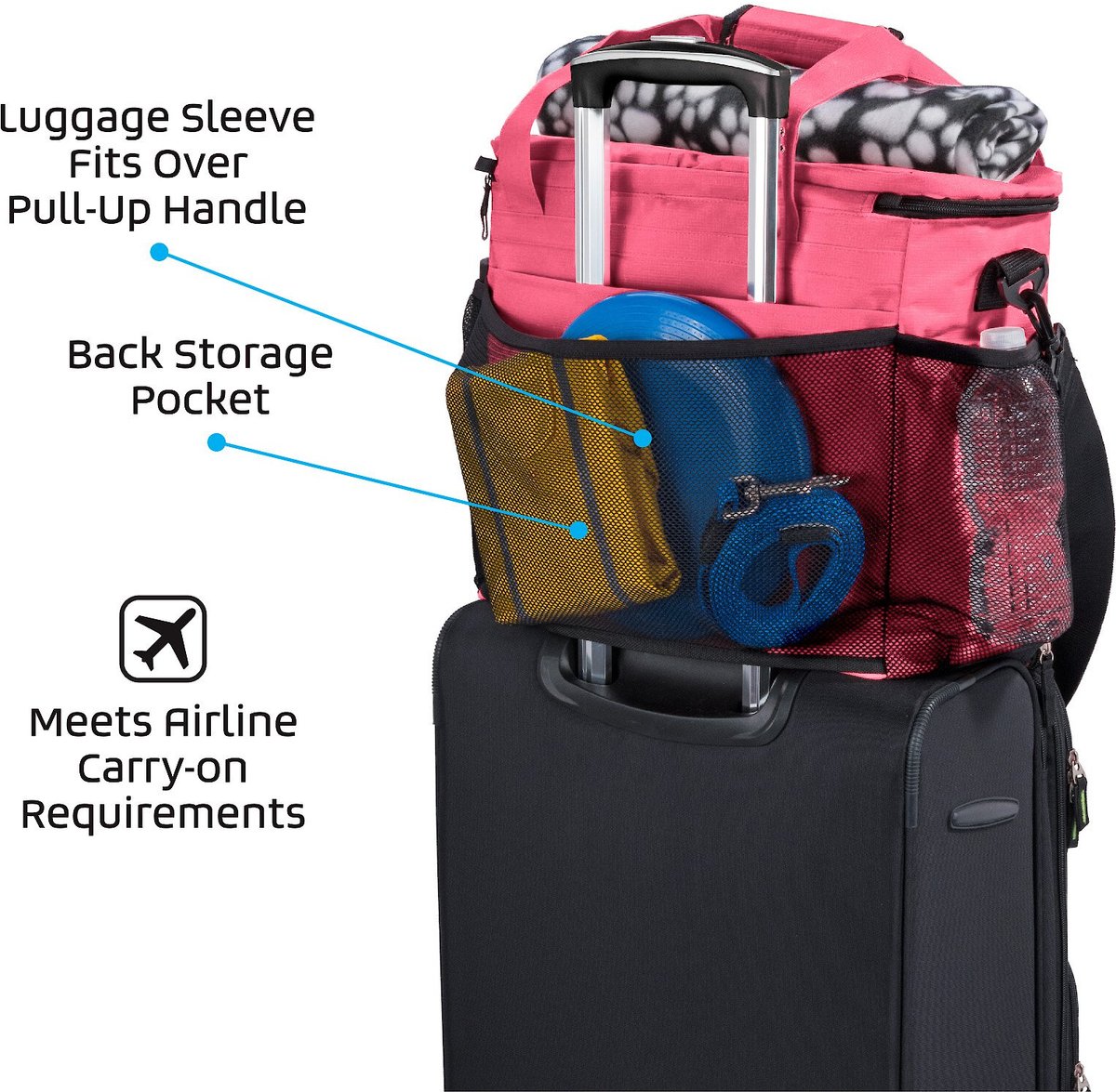 MOBILE DOG GEAR Week Away Personalized Dog Bag, Pink