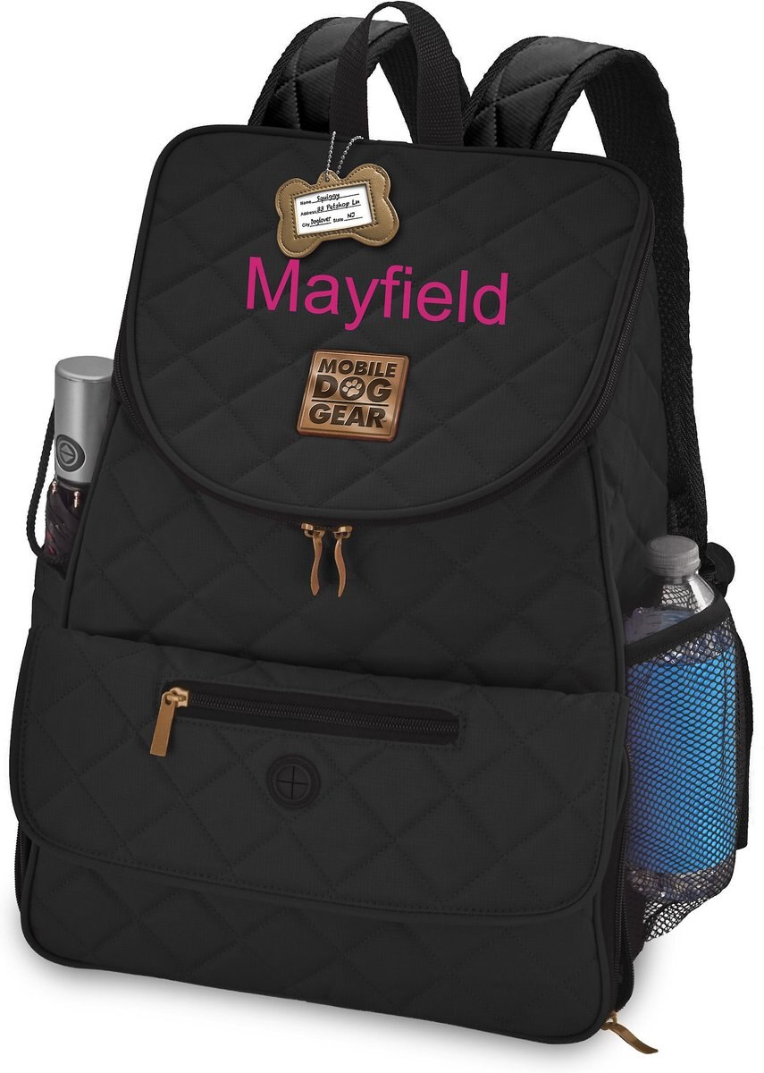 MOBILE DOG GEAR Weekender Personalized Dog Backpack, Black
