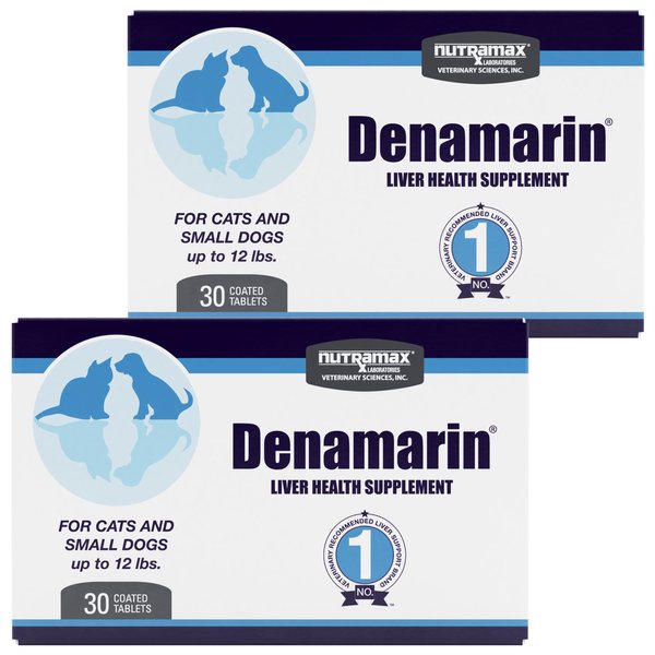 Nutramax Denamarin Liver Health Tablet Supplement for Small Dogs & Cats, 30 count blister pack, bundle of 2 slide 1 of 6