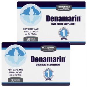 Nutramax Denamarin Liver Health Tablet Supplement for Small Dogs & Cats, 30 count blister pack, bundle of 2