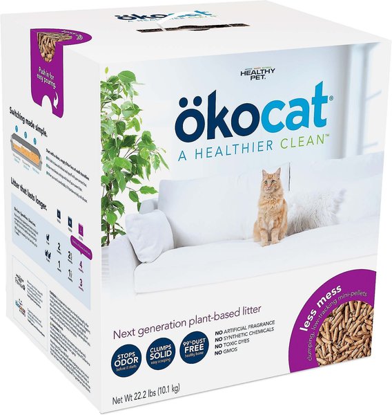 Okocat Mini Pellets Unscented Clumping Wood Cat Litter, 22.2-lb box, bundle of 2 slide 1 of 10