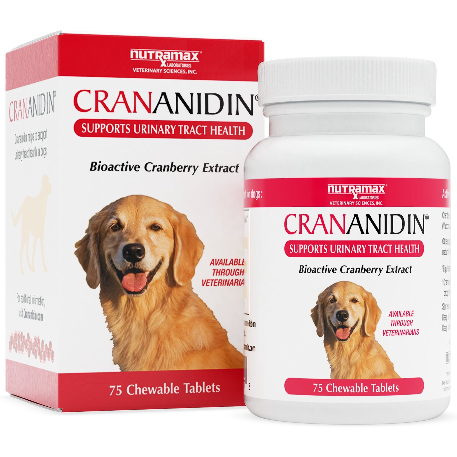 NUTRAMAX Crananidin Cranberry Extract Chewable Tablets Urinary Supplement for Dogs 75 count Chewy