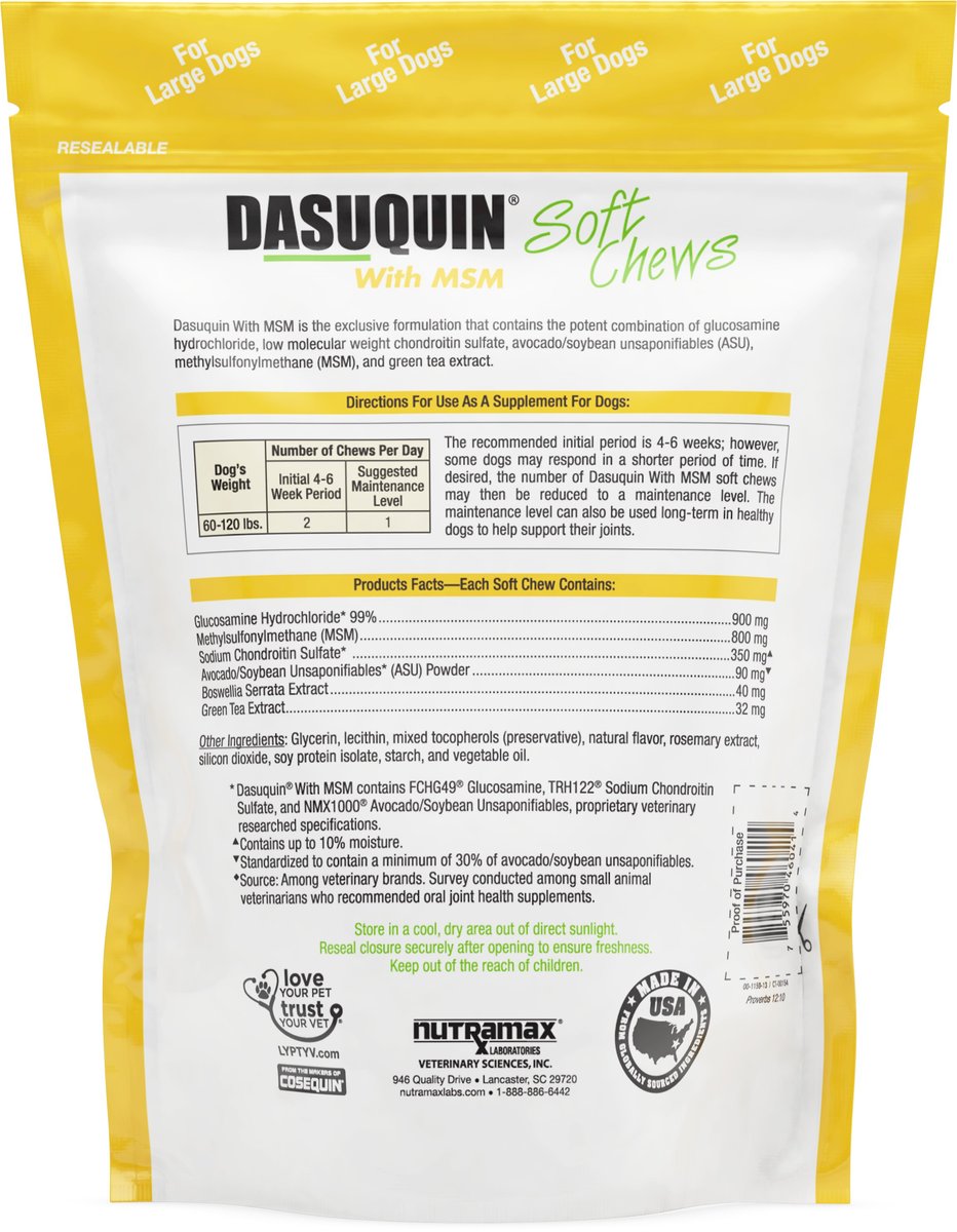 Nutramax dasuquin with msm joint health chewable tablets hotsell large dog supplement