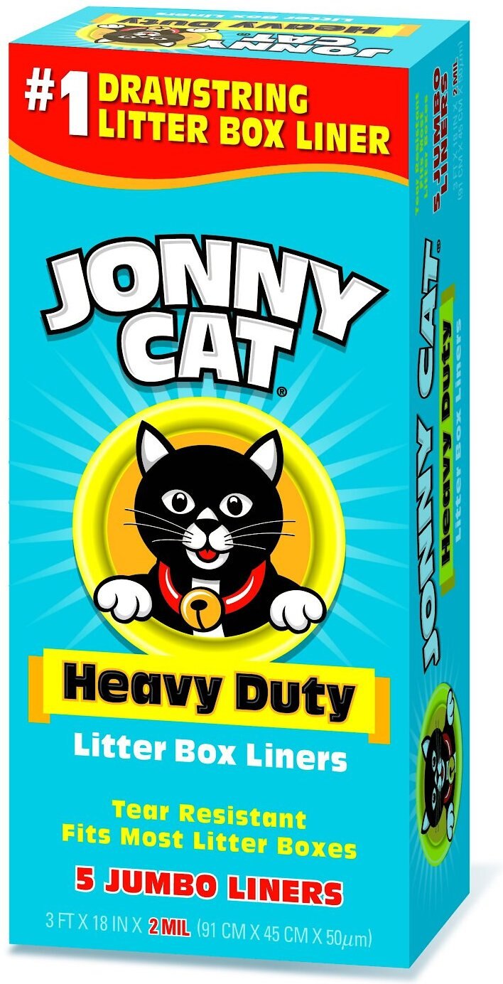 JONNY CAT Heavy Duty Jumbo Litter Box Liners, 5 count