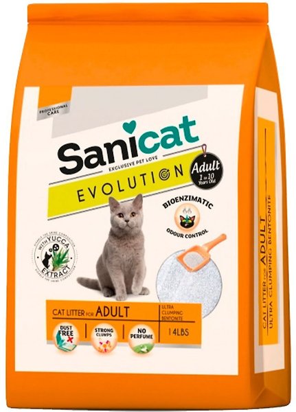 Sanicat Evolution Adult Unscented Clumping Clay Cat Litter, 14-lb box, bundle of 2 slide 1 of 9