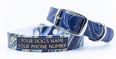 C4 Agate & Gold Waterproof Hypoallergenic Personalized Dog Collar, slide 1 of 1