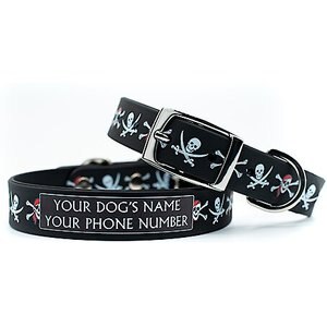 C4 Jolly Roger Waterproof Hypoallergenic Personalized Dog Collar, Small