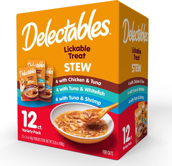 Hartz Delectables Stew Variety Pack Lickable Cat Treats, 12 count, bundle of 4 slide 1 of 10