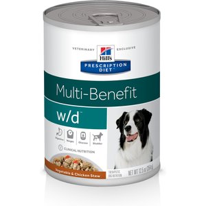 Hill's Prescription Diet w/d Multi-Benefit Vegetable & Chicken Stew Wet Dog Food, 12.5-oz, case of 24