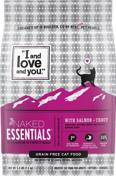I and Love and You Naked Essentials Salmon and Trout Recipe Grain-Free Dry Cat Food, 3.4-lb bag, bundle of 2 slide 1 of 10