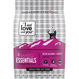 I and Love and You Naked Essentials Salmon and Trout Recipe Grain-Free Dry Cat Food, 3.4-lb bag, bundle of 2