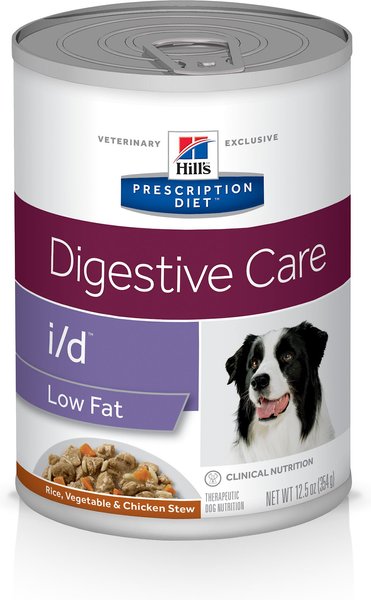 Hill's Prescription Diet i/d Digestive Care Low Fat Rice, Vegetable & Chicken Stew Wet Dog Food, 12.5-oz, case of 24 slide 1 of 11