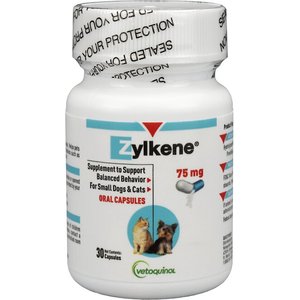 Vetoquinol Zylkene 75-mg Capsules Calming Supplement for Small Dogs & Cats, 60 count