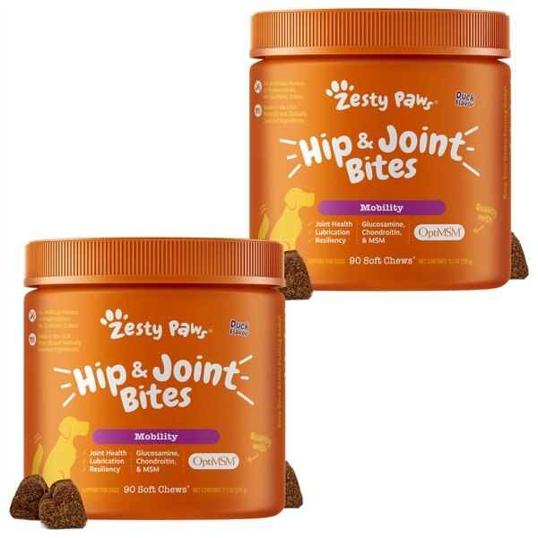 ZESTY PAWS Hip & Joint Mobility Bites Duck Flavored Soft Chews