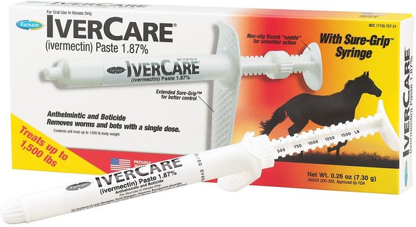 Farnam Ivercare Ivermectin Horse Dewormer Paste, Apple Flavor, 0.26-oz syringe, 4 count slide 1 of 3