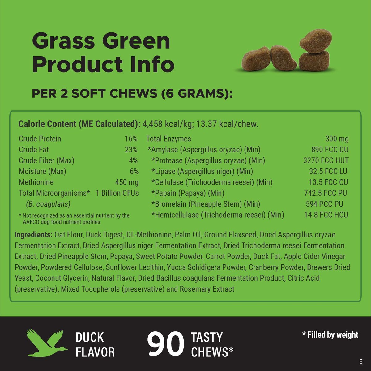 PETHONESTY Grass Green Duck Flavored Soft Chew Digestive & Lawn