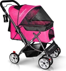 Wonderfold P1 Folding Dog & Cat Stroller, Ruby Pink