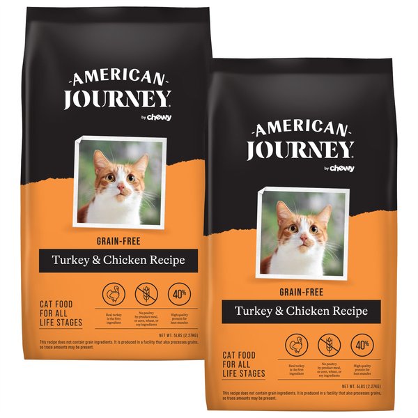American Journey Turkey & Chicken Recipe Grain-Free Dry Cat Food, 5-lb bag, bundle of 2 slide 1 of 10