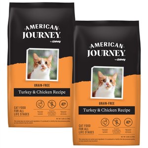American Journey Turkey & Chicken Recipe Grain-Free Dry Cat Food, 5-lb bag, bundle of 2