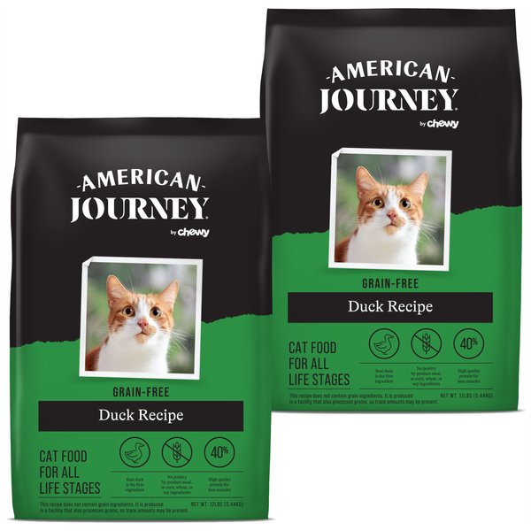 AMERICAN JOURNEY Duck Recipe GrainFree Dry Cat Food, 12lb bag, bundle