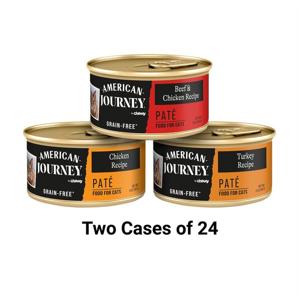 American Journey Pate Poultry & Beef Variety Pack Grain-Free Canned Cat Food, 3-oz, case of 24, bundle of 2 slide 1 of 9