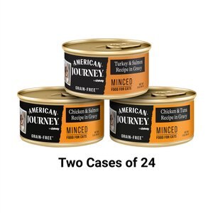 American Journey Minced Poultry & Seafood in Gravy Variety Pack Grain-Free Canned Cat Food, 3-oz, case of 24, bundle of 2