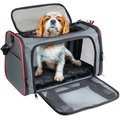 Jespet Soft-Sided Airline-Approved Travel Dog & Cat Carrier, Gray/Red, Medium/Large
