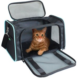 Jespet Soft-Sided Airline-Approved Travel Dog & Cat Carrier, Black/Blue, Small/Medium