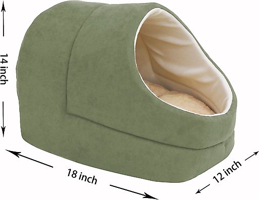 Jespet Cave Covered Cat & Dog Bed, Sage Green