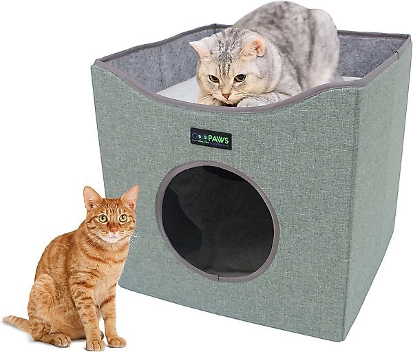 Jespet Foldable Cat Condo Bed, Green slide 1 of 7