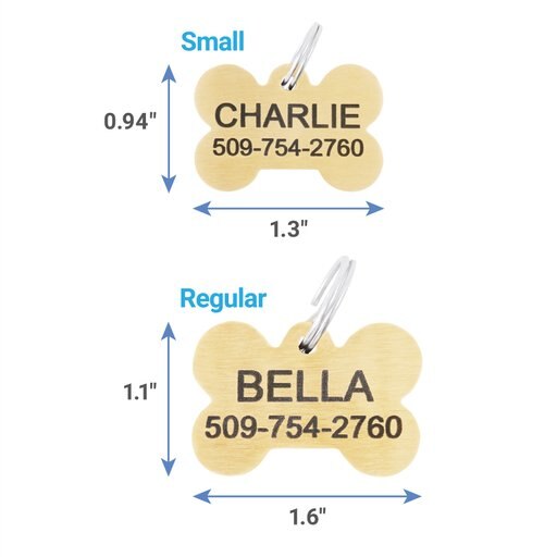 Frisco Brass Personalized Dog & Cat ID Tag, Bone, Regular